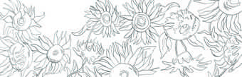 Colour in template of sunflowers