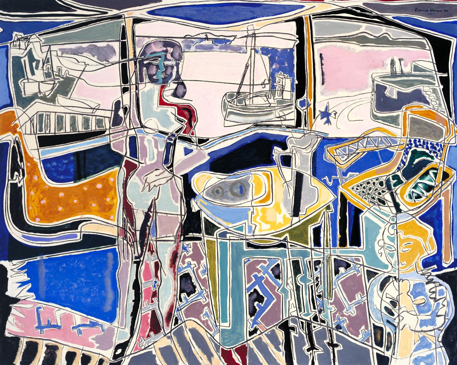 T03106: Harbour Window with Two Figures : St Ives : July 1950